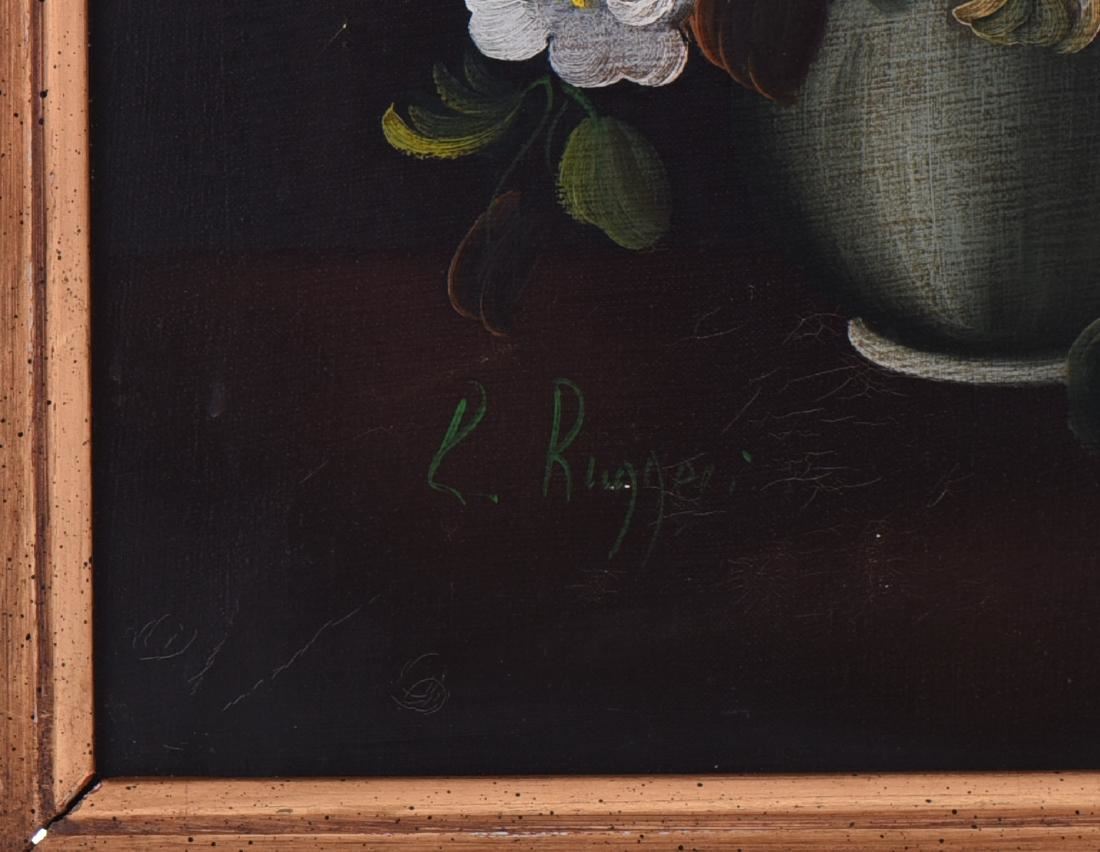 R. Ruggeri Oil Painting on Canvas Floral