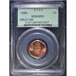 1995 DOUBLE DIE LINCOLN CENT PCGS MS-66RD