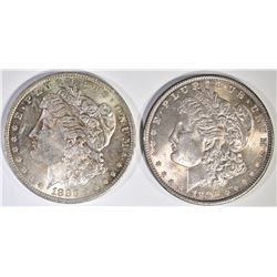 2 CH BU TONED MORGAN DOLLARS 1886, 1883 O
