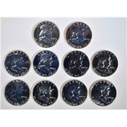 10-PROOF 1960 FRANKLIN HALF DOLLARS