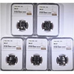 (5) 1966 SMS QUARTERS NGC MS-67