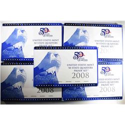 (5) 2008 US Mint Proof Quarter Sets.