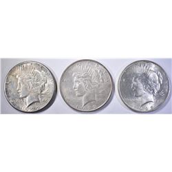 1922-P-D-S PEACE DOLLARS, CH BU