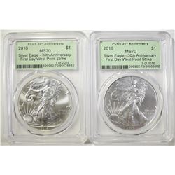 (2) 2016 30TH ANN. FIRST DAY ASE  PCGS MS-70