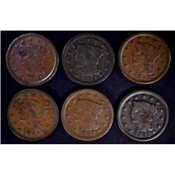 6 - 1847 LARGE CENTS VG/VF