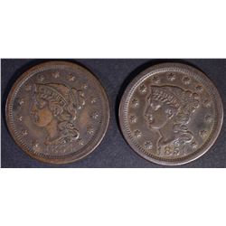 1851 & 1854 BRAIDED HAIR XF LARGE CENT