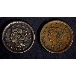 1851 XF & 1853 VF++ LARGE CENTS