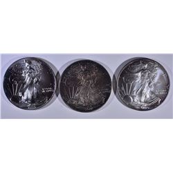 1999, 2001 & 2002 BU AMERICAN SILVER EAGLES