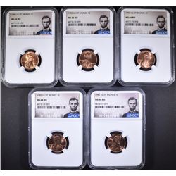 5-LG DATE BRONZE LINCOLN CENTS NGC MS-66 RD