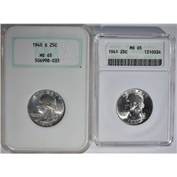 1941 ANACS MS-65 & 40-S NGC MS-65 WASH. QUARTERS