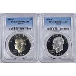 2 1971-S SILVER EISENHOWER DOLLAR PCGS PR-69DCAM