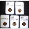 Image 1 : 5 LINCOLN CENTS NGC MS-66 RD