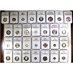 29-NGC SLABBED COINS, CENTS THRU DOLLARS