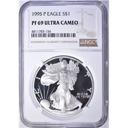 1995-P AMERICAN SILVER EAGLE, NGC PF69 ULTRA CAMEO