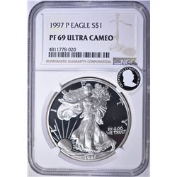 1997-P AMERICAN SILVER EAGLE, NGC PF69 ULTRA CAMEO