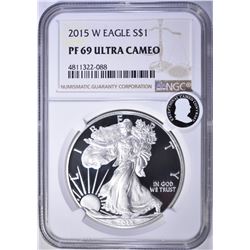 2015-W AMERICAN SILVER EAGLE, NGC P-69 ULTRA CAMEO