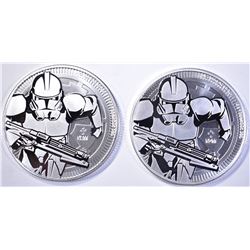 2-2019 TUVALU 1oz SILVER CLONE TROOPER $2 COINS