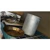 Image 1 : HAND HAMMERED GALVANIZED COAL BUCKET AND HAND HAMMERED GOLD PAN