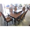 Image 8 : ASHLEY FLOOR MODEL HIGHLY CARVED MAHOGANY DINING TABLE WITH 2 EXTENSIONS, 3 ARM CHAIRS, 3 SIDE CHAIR