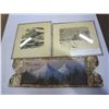 Image 1 : RH TAYLOR 1945 OIL PAINTING ON BIRCH BARK "TWIN PEAKS ROCKIES"AND TWO 1980 RUSSIAN PRINTS