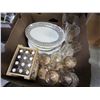 Image 2 : BOX OF STONE WARE PLATTERS, BEER GLASSES, AND MUGS