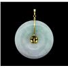 Image 2 : Carved Nephrite Jade Circle and Multi-Color Jade Pendant - 14KT Yellow Gold