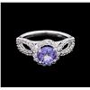 Image 2 : 1.22 ctw Tanzanite and Diamond Ring - 14KT White Gold