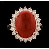 Image 2 : 6.30 ctw Coral and Diamond Ring - 14KT Rose Gold