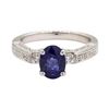 Image 2 : 1.78 ctw Sapphire and Diamond Ring - 18KT White Gold