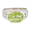 Image 2 : 4.80 ctw Green Tourmaline And Diamond Ring - 14KT White Gold