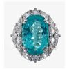 Image 1 : 11.15 ctw Paraiba Tourmaline and Diamond Ring - 18KT White Gold