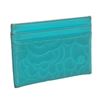 Image 4 : Chanel Turquoise Blue Lambskin Leather Camellia Flower Embossed Cardholder