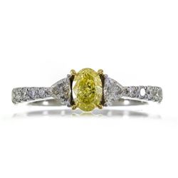1.00 ctw Fancy Yellow Diamond Ring - 18KT Two-Tone Gold