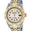 Image 1 : Rolex Ladies 2 Tone 14K MOP Ruby & Pyramid Diamond Datejust Wriswatch