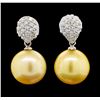 Image 1 : Pearl and Diamond Earrings - 14KT White Gold