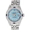 Image 2 : Rolex Ladies Stainless Steel Blue Diamond & Channel Set Sapphire Datejust Wristw