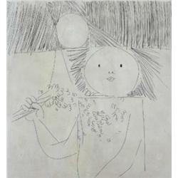 Louis le Brocquy HRHA (b.1916) CHILD WITH FLOWERS,