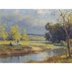Frank McKelvey RHA RUA (1895-1974) PICNIC BY THE L