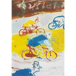 Stella Steyn (1907-1987) BICYCLISTS with studio st