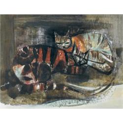 George Campbell RHA (1917-1979) TWO CATS signed lo