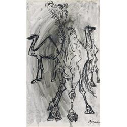 Charles Brady HRHA (1926-1997) CAMELS signed lower