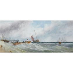 Edwin Hayes RHA ROI (1819-1904) LAUNCHING THE BOAT