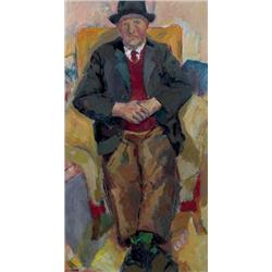 Elizabeth Cope (b.1952) MR DALLON IN AN ARMCHAIR s