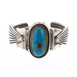 Leon Martinez Vintage Turquoise Melted Ingot Silver