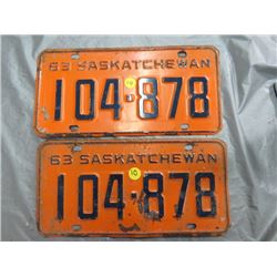 SET OF LICENSE PLATES (SASK) *1963*