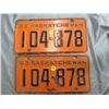 Image 1 : SET OF LICENSE PLATES (SASK) *1963*