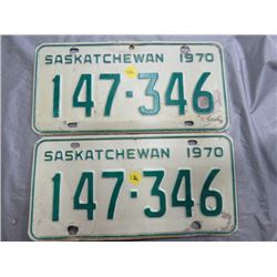 SET OF LICENSE PLATES (SASK) *1970*