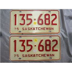 SET OF LICENSE PLATES (SASK) *1975*