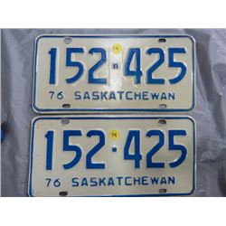 SET OF LICENSE PLATES (SASK) *1976*