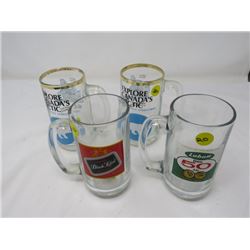 4 BEER STEINS (2 NWT, 1 EA BLACK LABEL, LABATT)